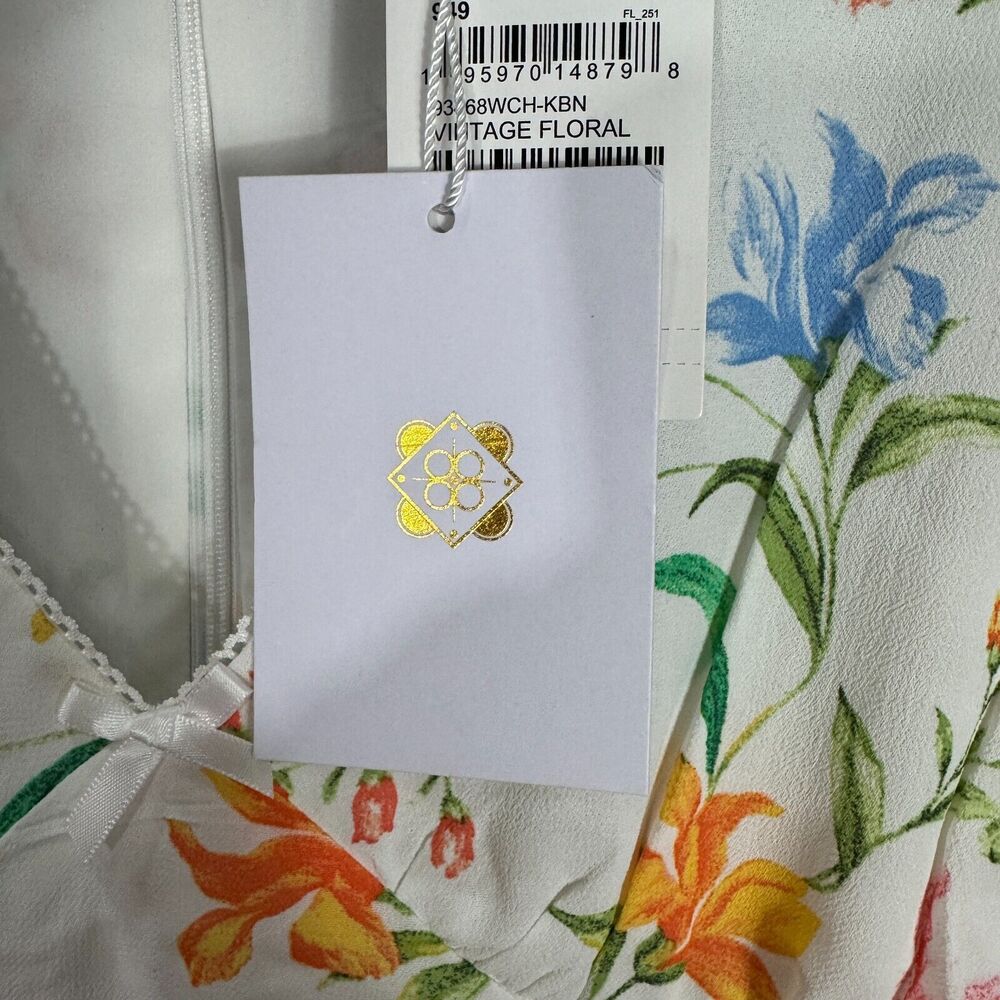WAYF Dahlia Dress Size‎ XS Vintage White Floral Sleeveless V Neck Midi Retro NEW - Picture 8 of 14